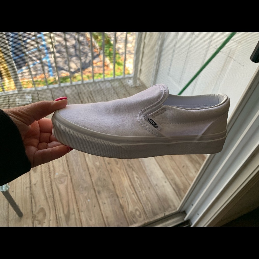 Youth size 1.5 White Slip on Vans